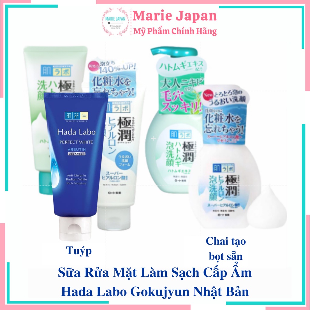 Sữa rửa mặt Hada Labo Gokujyun cấp ẩm làm sạch nhẹ dịu da Nhật Bản