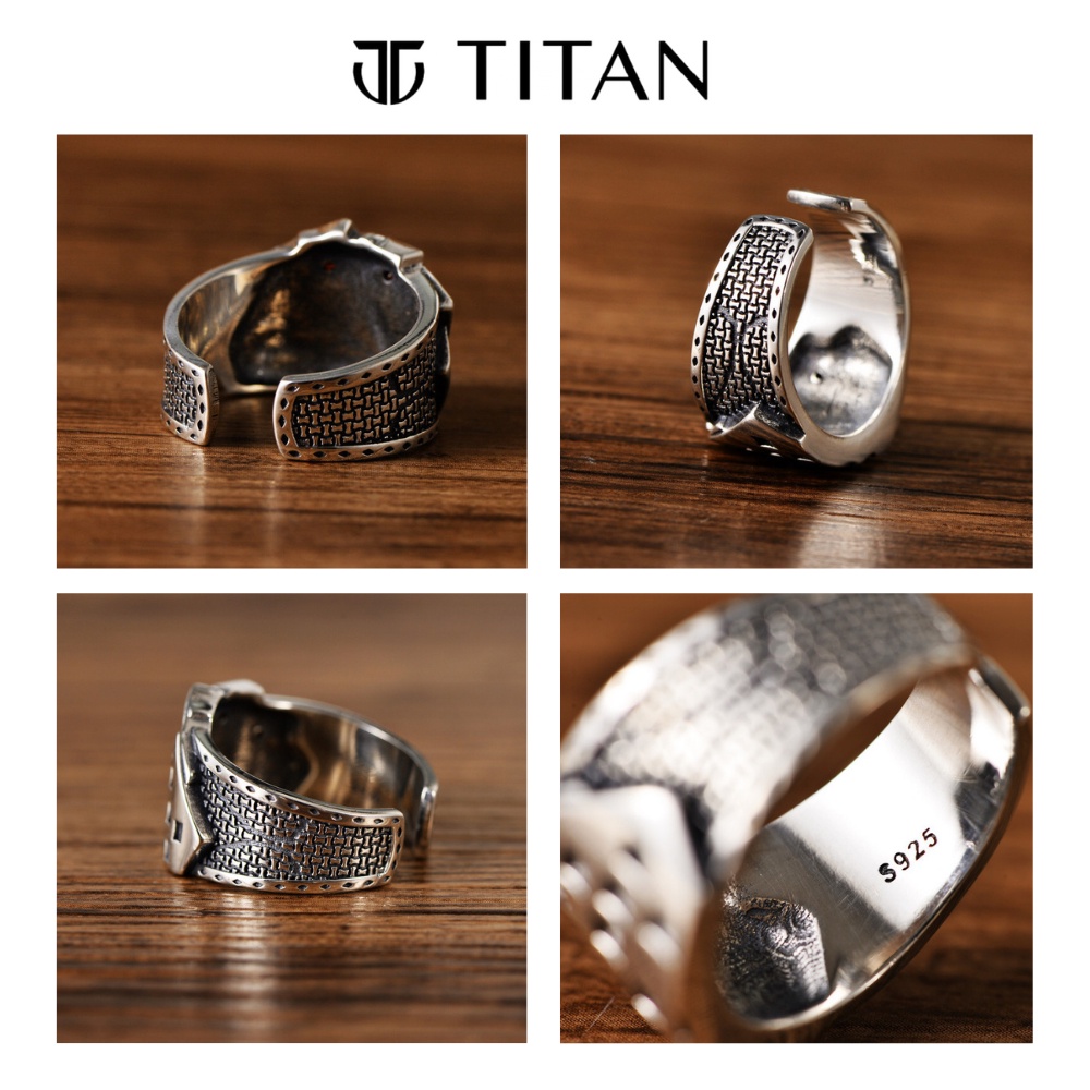 Nhẫn nam nữ Thần Bài, nhẫn họa tiết unisex freesize Titan Shop, ring bộ bài sảnh tiến JQKA màu bạc thời trang không gỉ