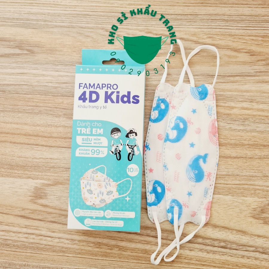 [Giá Sỉ] Khẩu trang 4D kid Famapro hộp 10 cái siêu dễ thương