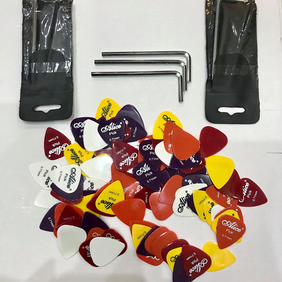 Combo phụ kiện guitar bộ 3 pick gẩy và lục giác chỉnh cong cần