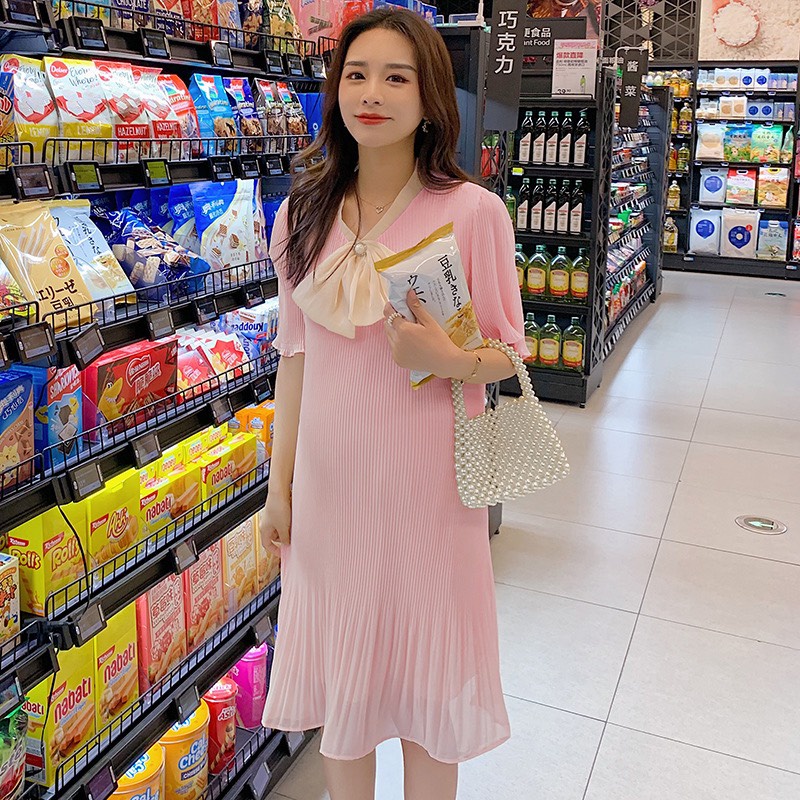Váy Bầu Công Sở thiết kế Nơ Trước Cổ xinh xắn dễ thương mặc đi làm hay đi tiệc cực kỳ sang chảnh V355