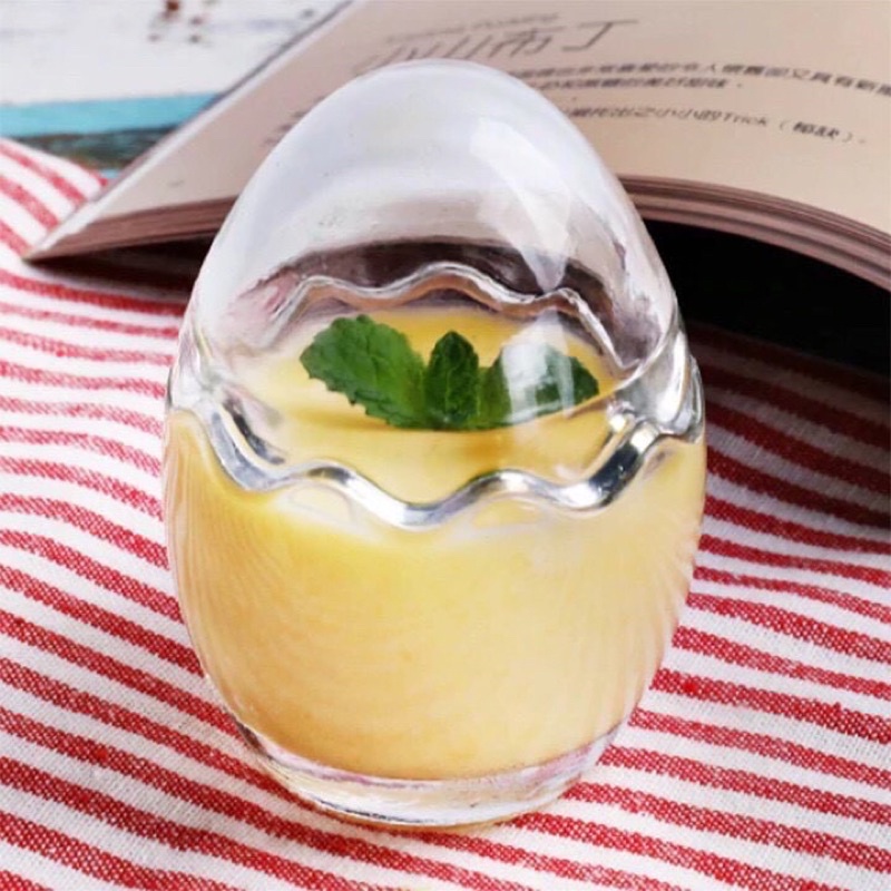 Hũ Thủy Tinh hình quả trứng làm bánh Flan cho bé ăn dặm, khuôn puddding, khuôn bánh
