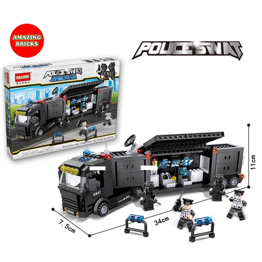 Đồ chơi lắp ráp xe tải cảnh sát đặc nhiệm - Police Truck Hsanhe 6510 - Đồ chơi trí tuệ