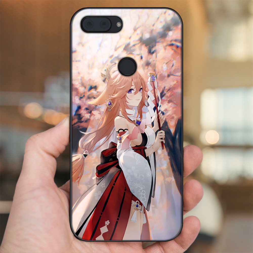 Ốp lưng Xiaomi Mi 8 Lite viền đen in hình Yae Miko Genshin Impact