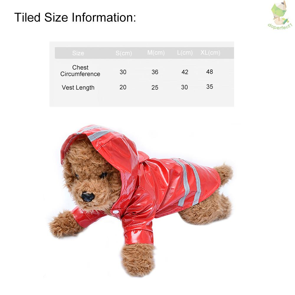 Pet Dog Reflective Raincoat Dog Rain Jacket With Hood Dog Rain Poncho 100% Waterproof Grey Reflective Stripe for Pet