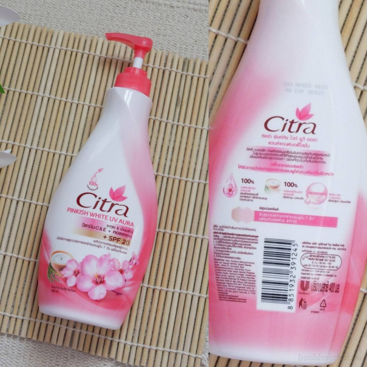 Sữa dưỡng thể trắŉg da chốnǥ nắng toàn thân Citra Pinkish Glow UV Aura Thái Lan