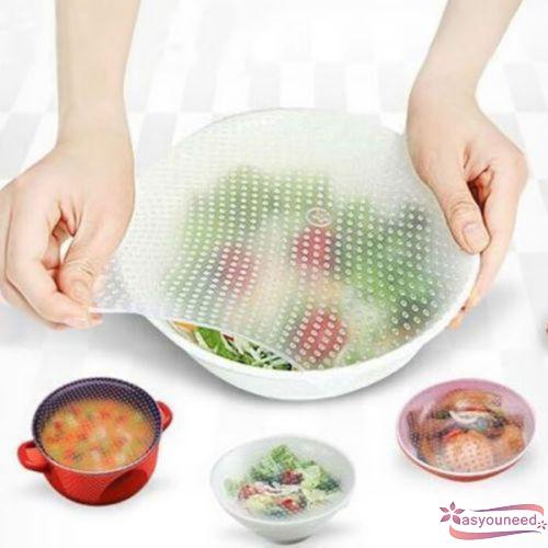 Set 3 miếng silicon bọc bảo quản thực phẩm có thể tái sử dụng tiện lợi