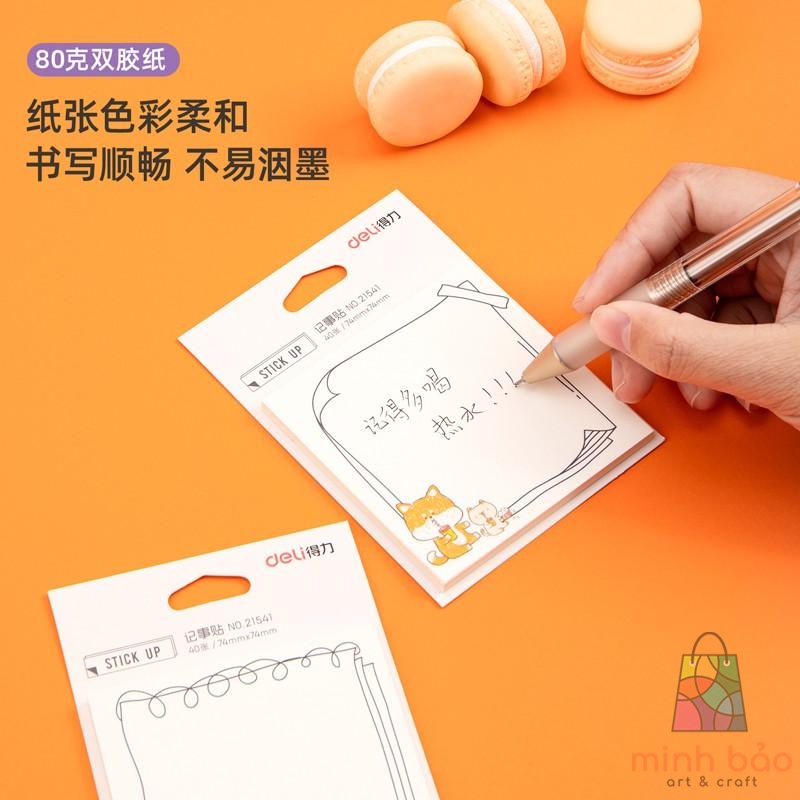 GIẤY NOTE GHI CHÚ HÌNH THÚ CƯNG NGỘ NGHĨNH DELI - 1 TỆP MÀU NGẪU NHIÊN - 21541