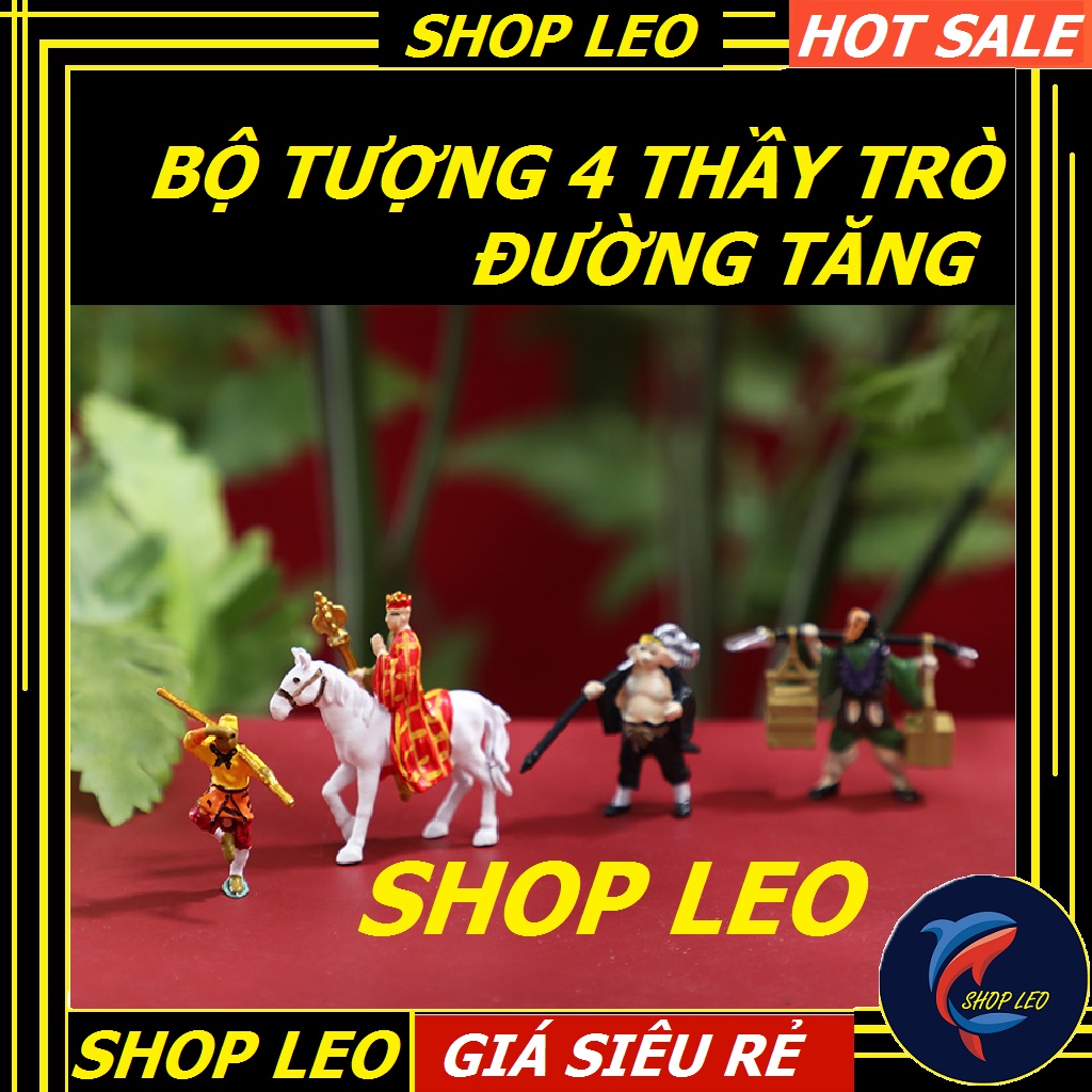 Bộ tượng 4 thầy trò đường tăng (mẫu đẹp) - Sư phụ - Ngộ không - Sa Tăng - Chư bát giới - trang trí tiểu cảnh-shopleo
