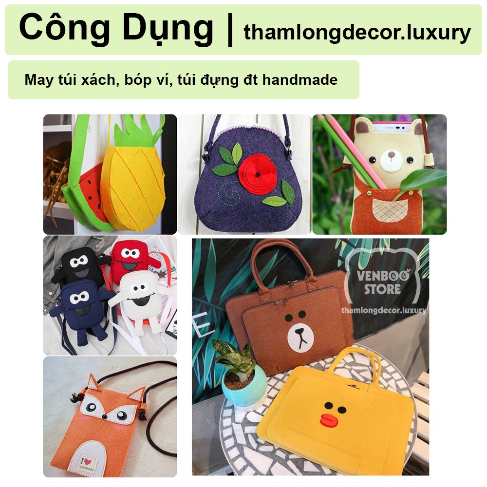 VẢI DẠ vải nỉ cứng làm đồ handmade, decor mỹ thuật, gấu bông mini, treo nôi thủ công cho bé