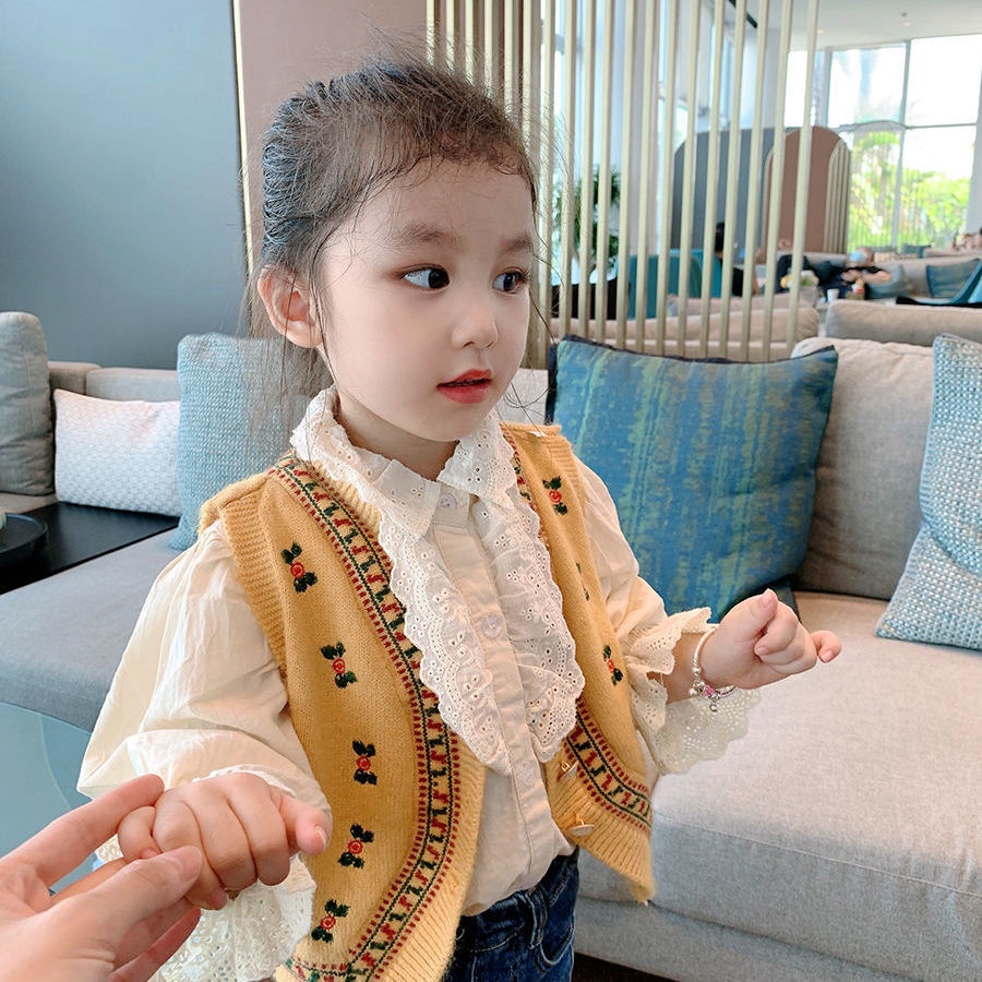Áo khoác len cardigan sát nách thời trang cho bé gái
