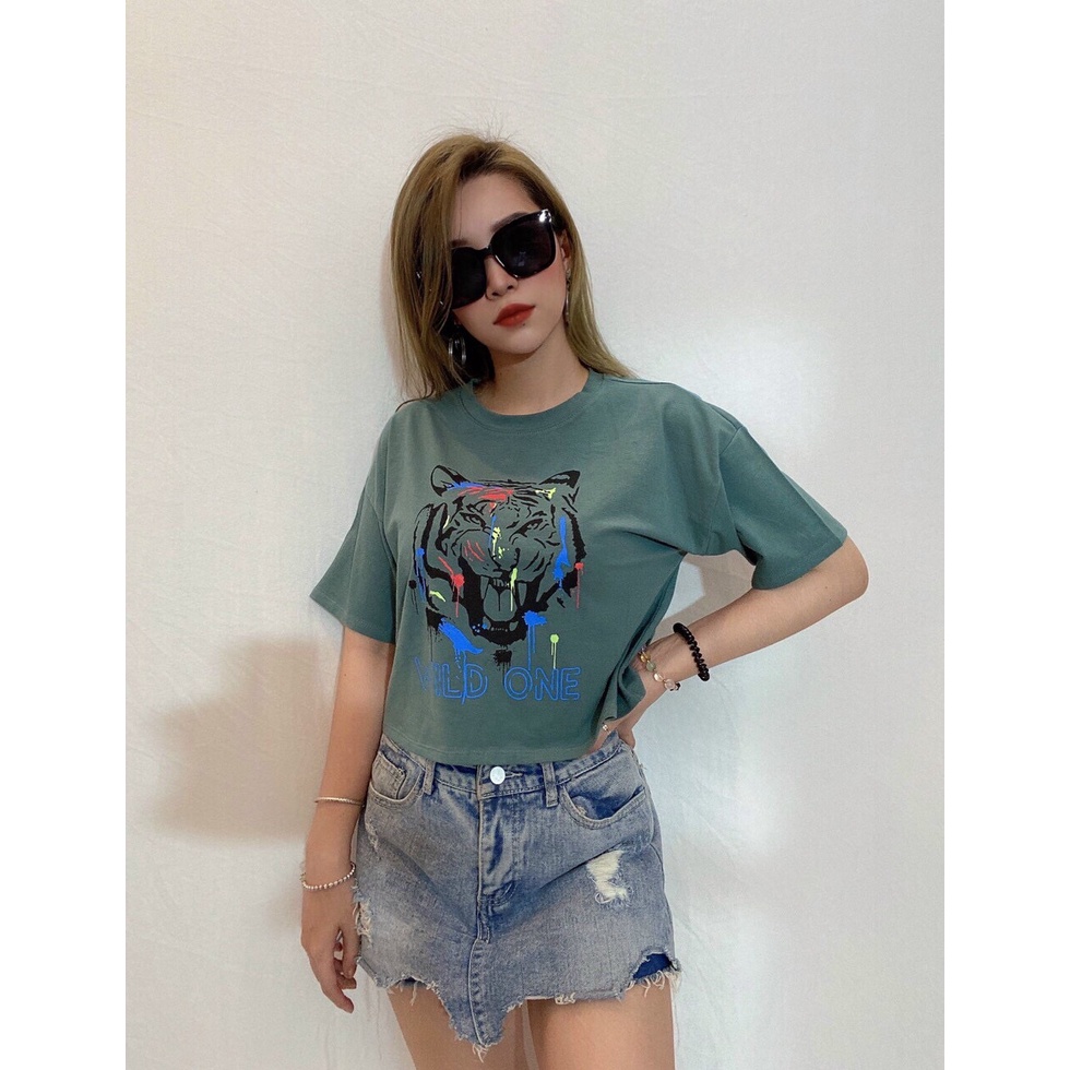 Áo croptop in con cọp