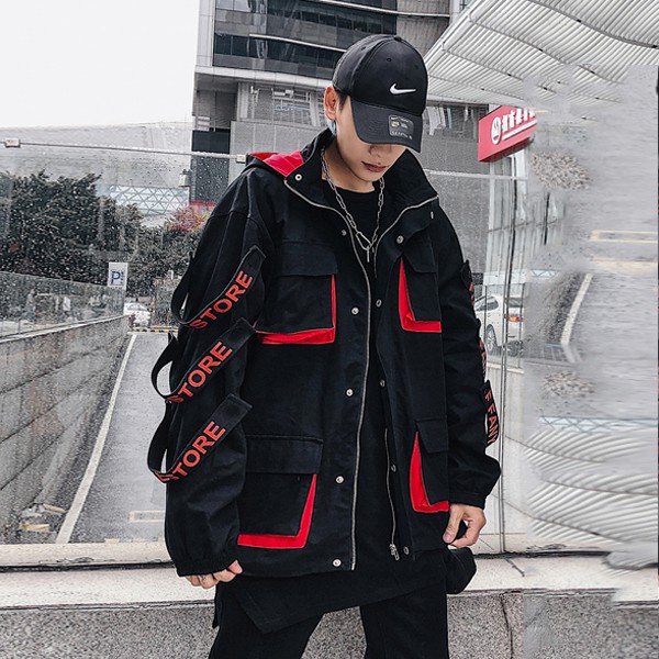 Áo Khoác Nỉ Nam Liền Mũ Phối Túi Hộp Kết Hợp Dây Hai Tay Áo Thời Trang Thu Đông AO KHOAC NAM 9000026