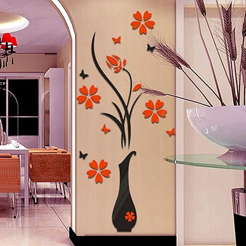 Decal Dán Tường Hình Lọ Hoa 3D