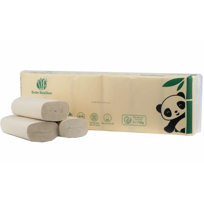 24 Cuộn giấy vệ sinh KO LÕI gấu trúc Bobo Bamboo siêu dai