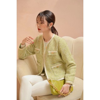 Áo khoác dạ tweed Lily màu cốm MIN DESIGN