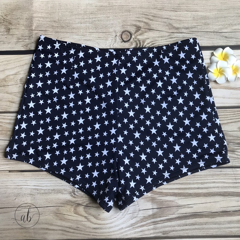 Bikini 2 mảnh nâng ngực, quần cạp cao, họa tiết sao trẻ trung, hiện đại ( Freesize 40-55kg)