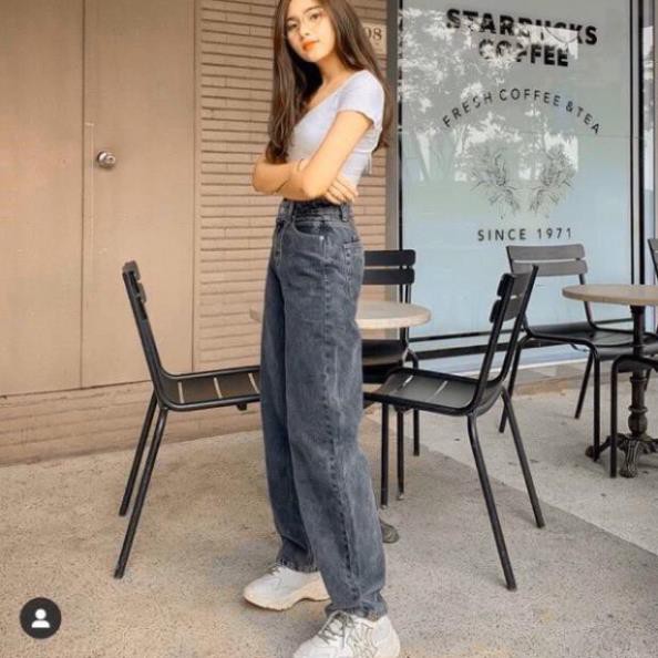 Quần 🦋 JEANS nam và nữ dáng suông ống rộng chất vải bò lên form đẹp mix kèm áo thun áo khoác hay sơ mi áo kiểu  ྇ ་