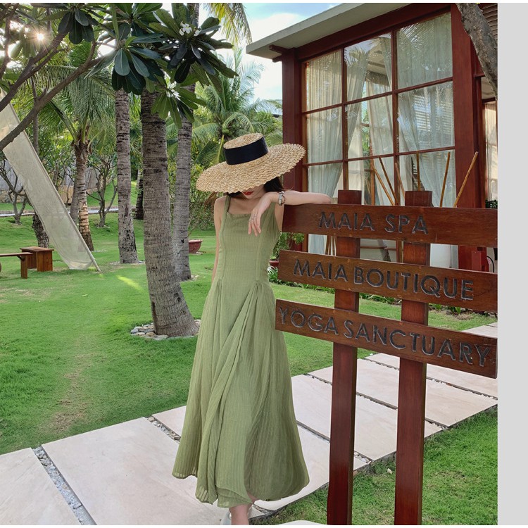 VÁY MAXI VOAN XANH BUỘC LƯNG