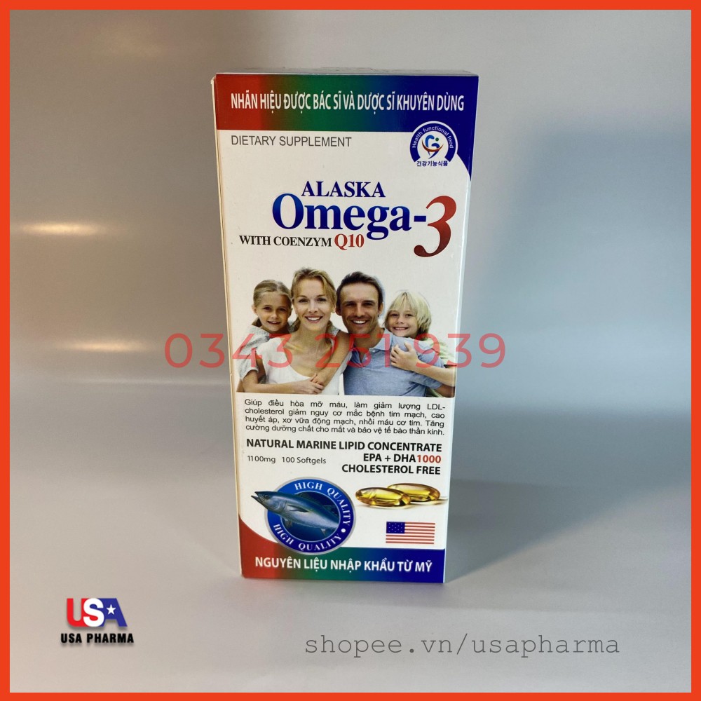 Viên uống Alaska Omega 3 Bổ Não, Tăng Cường Thị Lực, Giảm Nguy Cơ Mắc Bệnh Tim Mạch - Hộp 100 viên