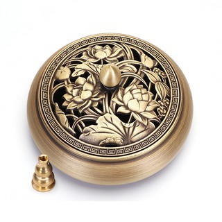 Lư đốt trầm hương bằng đồng nguyên khối, họa tiết rồng phượng, hoa sen, kiểu dáng sang trọng, dễ sử dụng