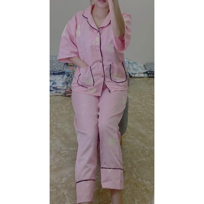 [TRENDY] Bộ pyjama quần dài tay lỡ vải kate thái giá xưởng siêu rẻ