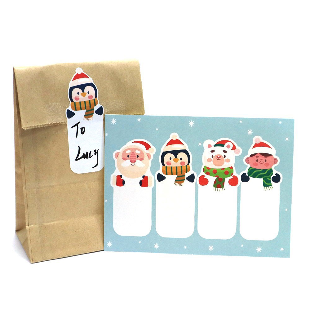 Set 2 Tờ (6 miếng) Nhãn Dán/  Dãy Sticker Dài Dán Hộp Quà &amp; Quà Tặng Kiểu Hallowen &amp; Noel Xinh Xắn