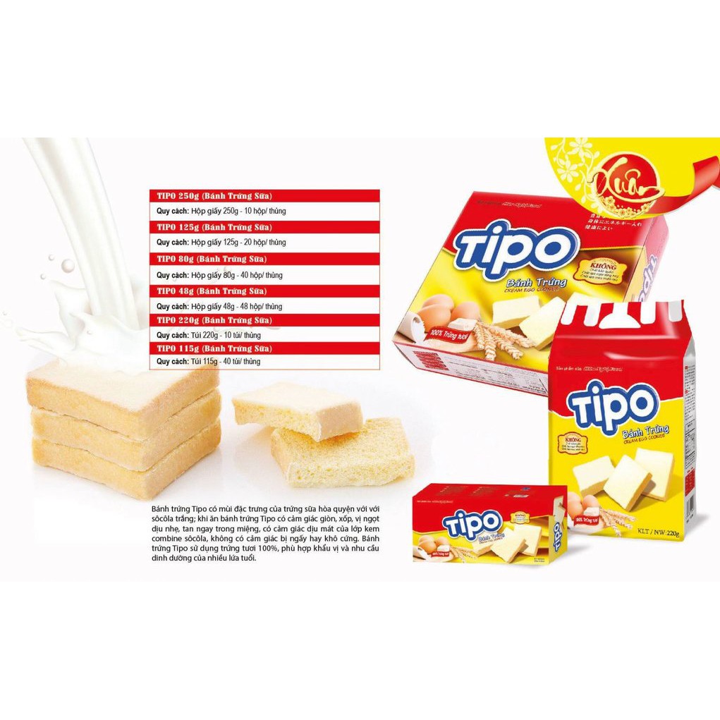 Bánh Trứng Tipo Hữu Nghị Gói 220g