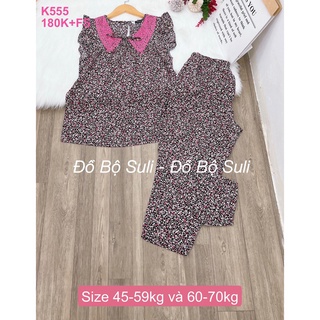Đồ bộ mango 9 tấc cổ áo phối ren k555 - đồ bộ suli