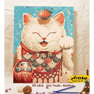 D818 Tranh tô màu theo số sơn dầu số hóa ARTSHOP đã căng khung sẵn và dầu phủ bóng