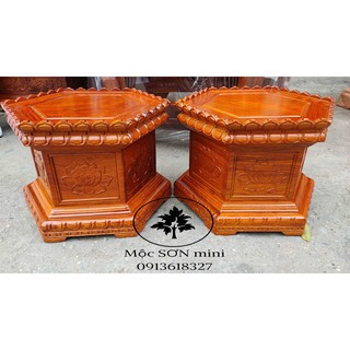 Đế lục giác gỗ hương,đế kê tượng lục giác,đôn chân loa cao 20cm cỡ mặt 25cm cỡ mặt 30cm