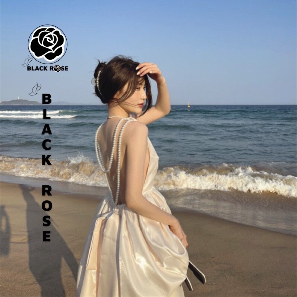 Váy Đầm Dự Tiệc Đi Biển Sang Chảnh Hở Lưng Sexy BLACK ROSE Váy 2 Dây Ngọc Đẹp Cao Cấp - TẤM BOUTIQUE | BigBuy360 - bigbuy360.vn