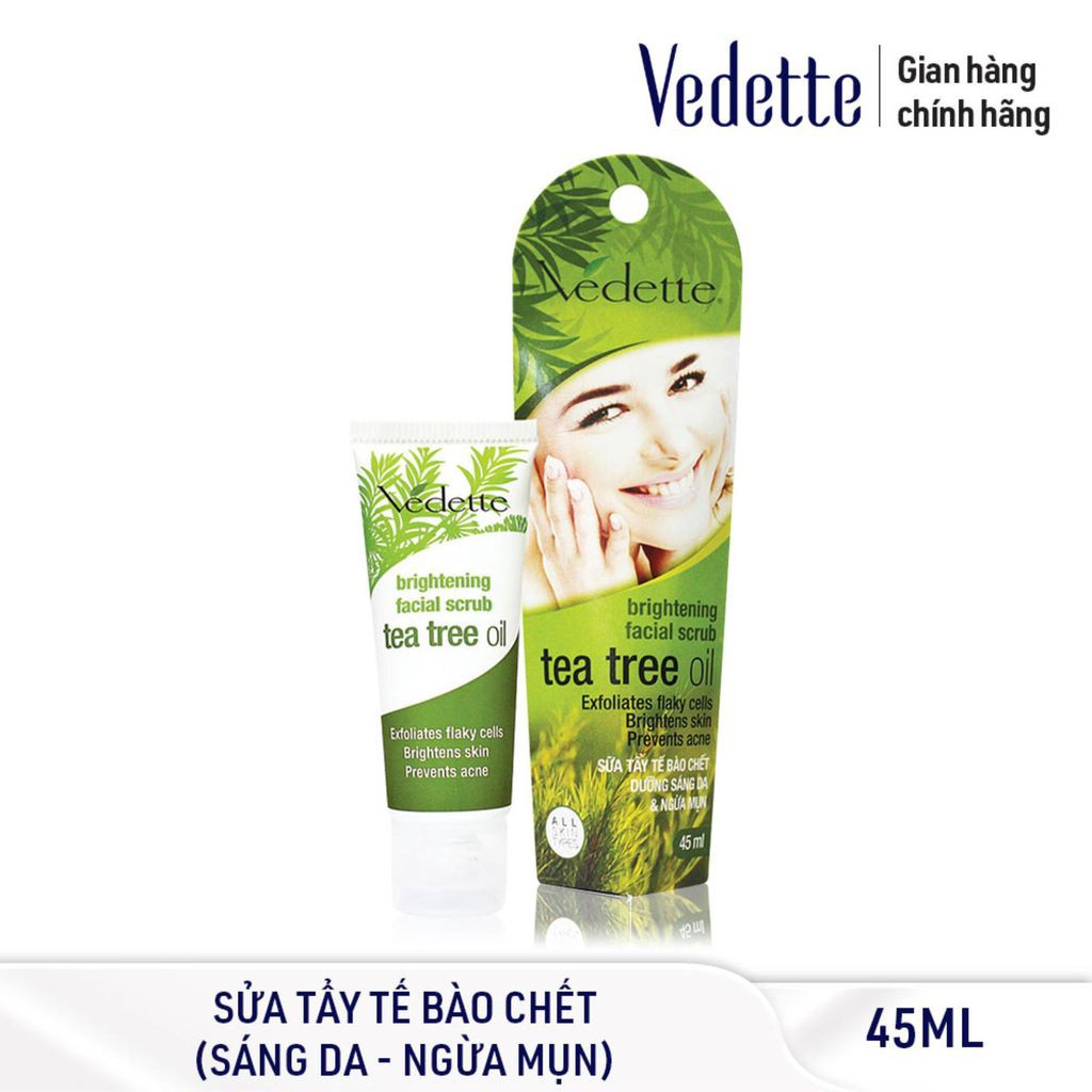 Sữa Tẩy Tế Bào Chết Dưỡng Sáng Da -Tea Tree Oil Brightening Facial Scrub Vedette 45ml-0514947