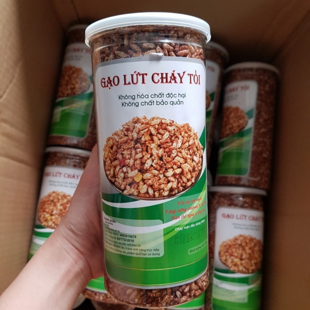 combo 5 hũ Gạo lứt cháy tỏi ĂN CHAY ĐƯỢC- 300gr GIÒN TAN