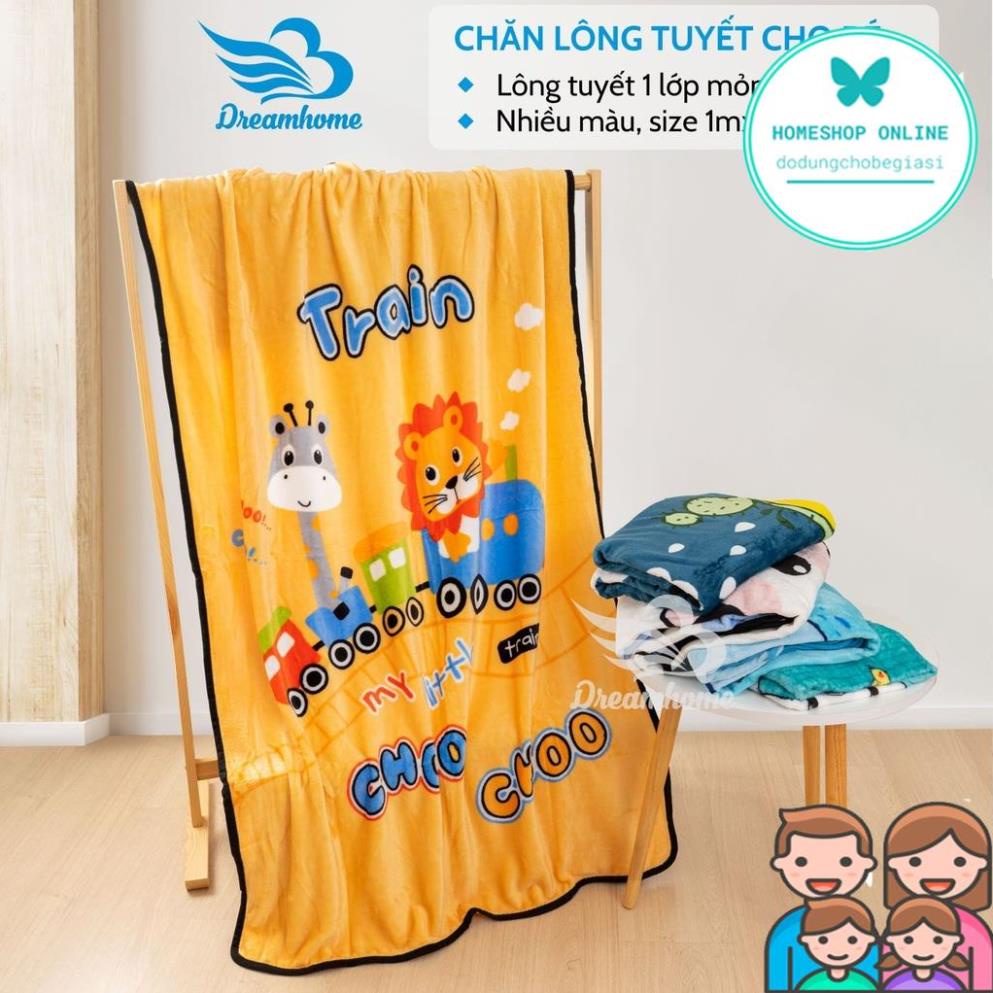 Chăn lông tuyết 1 lớp cho bé mềm mịn, chăn cho bé size 100x140cm