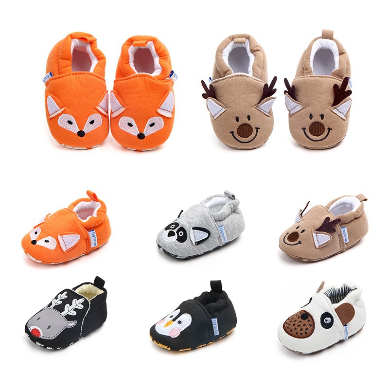 0-18 Months giày búp bê Giày vải cotton hình động vật cho bé Cartoon Boys Girls First Walker Shoes
