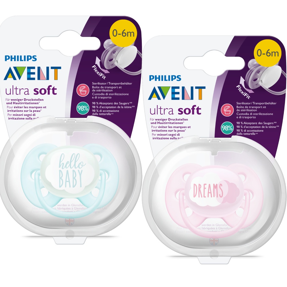 Philips Avent núm ty ngậm siêu mềm 0-6 tháng, vỉ đơn SCF522/01 SCF527/01