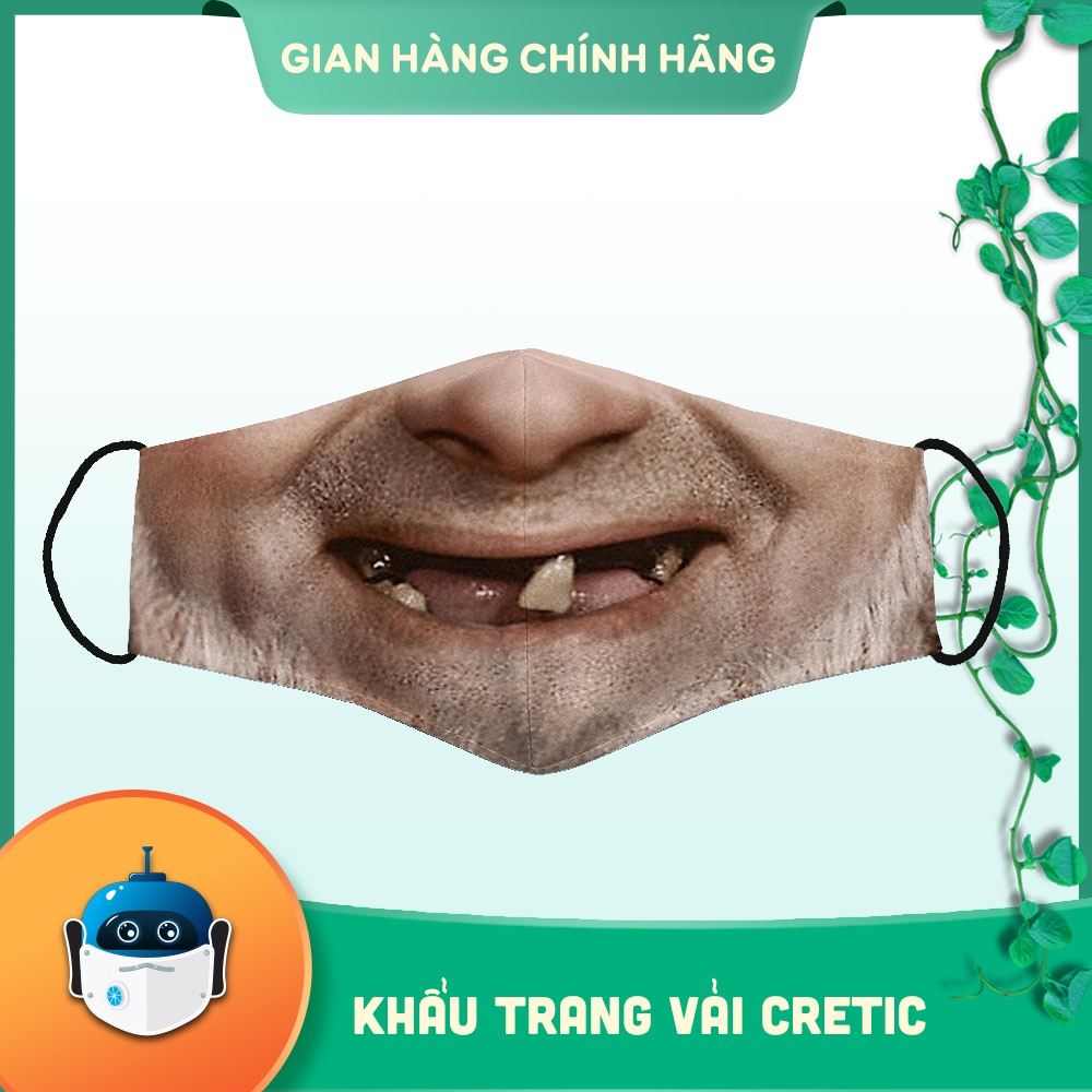 Khẩu Trang In Hình Dễ Thương In Hình Mặt Đàn Ông CRETIC Chất Liệu Polyester Cotton 100%, Chống Bụi In Họa Tiết 3D Thời T
