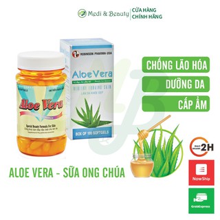 Viên Uống Đẹp Da, Dưỡng Ẩm, Chống Lão Hoá, Mờ Sẹo – ALOE VERA – Sữa Ong Chúa – Medibeauty – Chai 100 viên