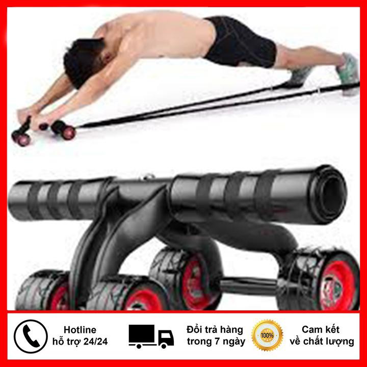 Đồ Tập gym - Con lăn Tập cơ bụng 4 bánh Đa năng [Tặng kèm thảm lót chân]