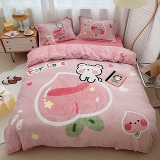 Decor phòng ngủ trẻ em màu hồng dễ thương Set chăn ga gối thu đông Nỉ nhung mềm mịn Chato Bedding