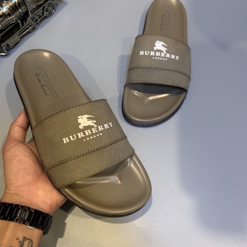 Dép nam quai ngang BURBERRY da cao cấp thời thượng Dép nam quai ngang kiểu dáng thanh lịch