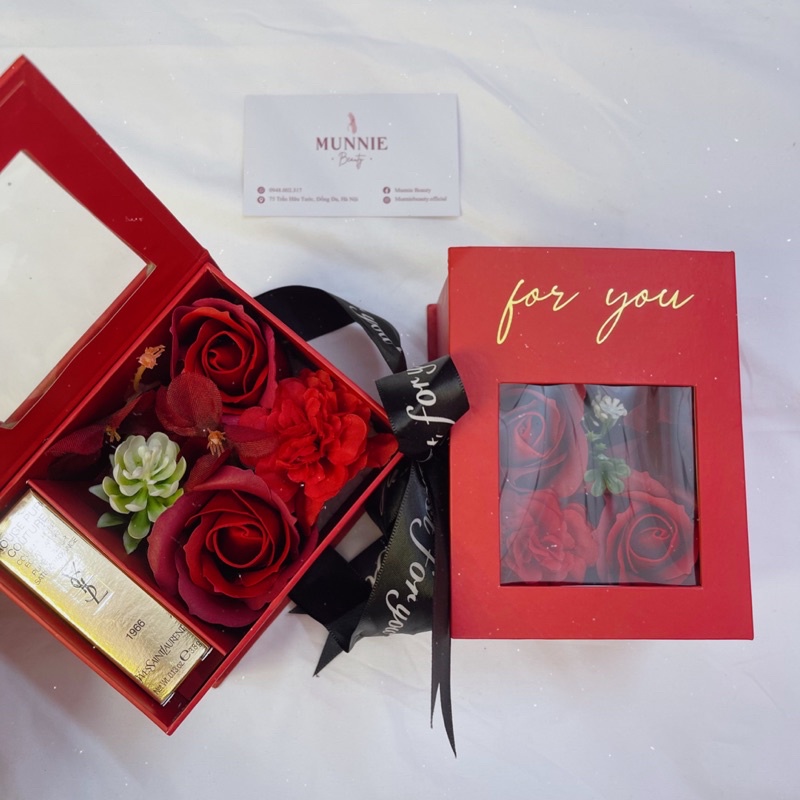 Hộp quà son hoa sáp siêu xinh Valentine 8/3