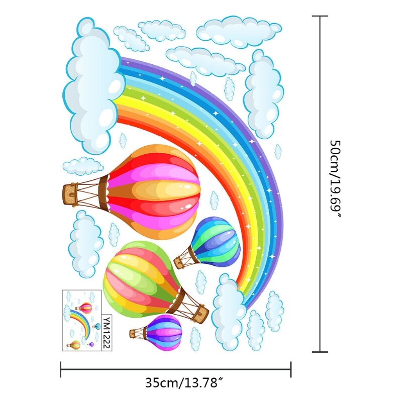 Miếng Dán Tường Trang Trí Phòng Khách / Phòng Ngủ Hình Cầu Vồng / Khinh Khí Cầu / Bong Bóng Hoạt Hình Bằng Pvc