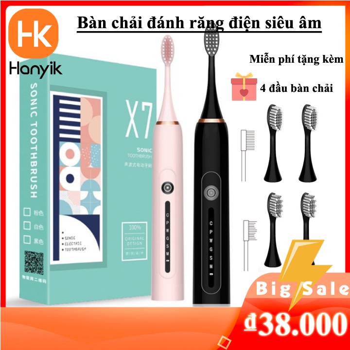 Bàn Chải điện Sonic X7 Bàn Chải đánh Răng điện Bàn Chải đánh Răng Tự động Công Nghệ Châu Âu 6 Chế độ Rung