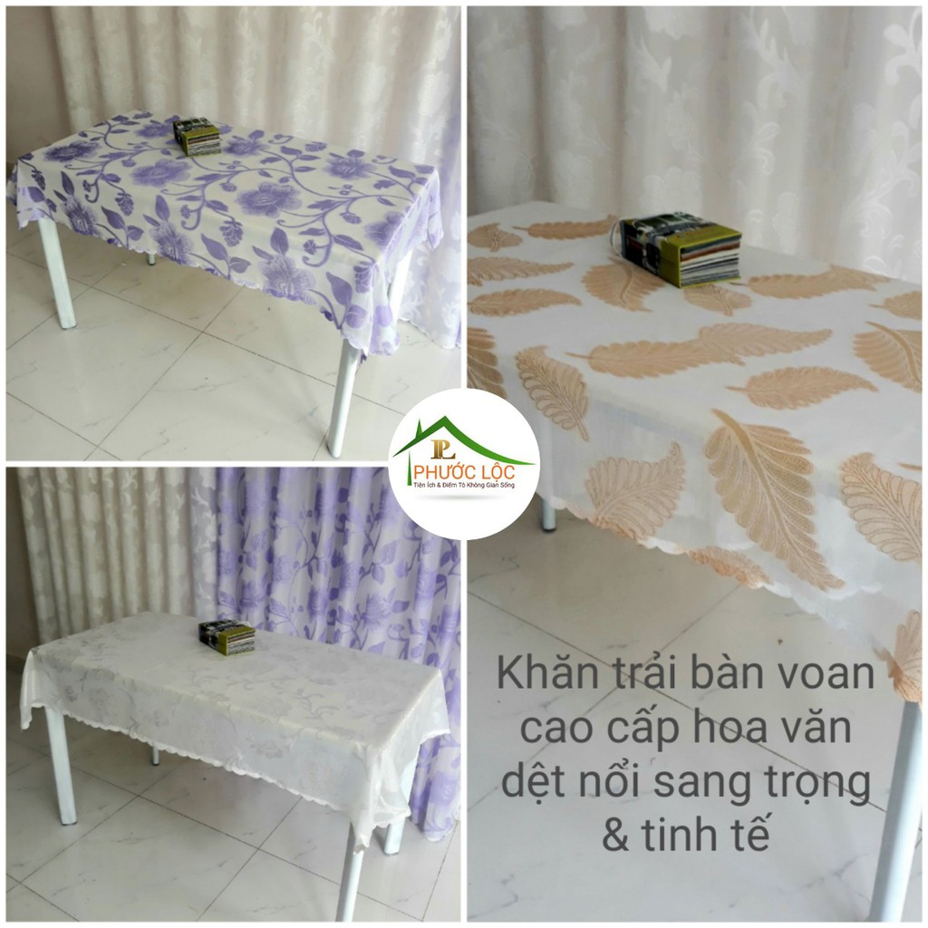 ✔️ Khăn Trải Bàn Voan Cao Cấp - Khăn Trải Bàn Decor Trang Trí - Hoa Văn Dệt Nổi Sang