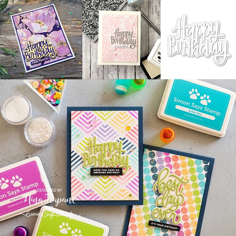 Khuôn Cắt Giấy Làm Từ Kim Loại Hình Dây Leo Chữ Happy Birthday Trang Trí Scrapbook