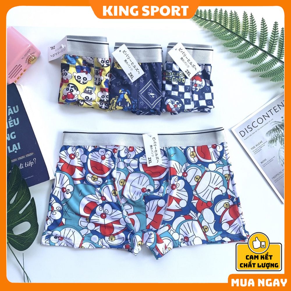 Quần sịp nam hoạt hình đùi boxer vải thun lạnh mềm mịn co dãn bốn chiều thông hơi mặc lót trong thoáng mát KING SPORT