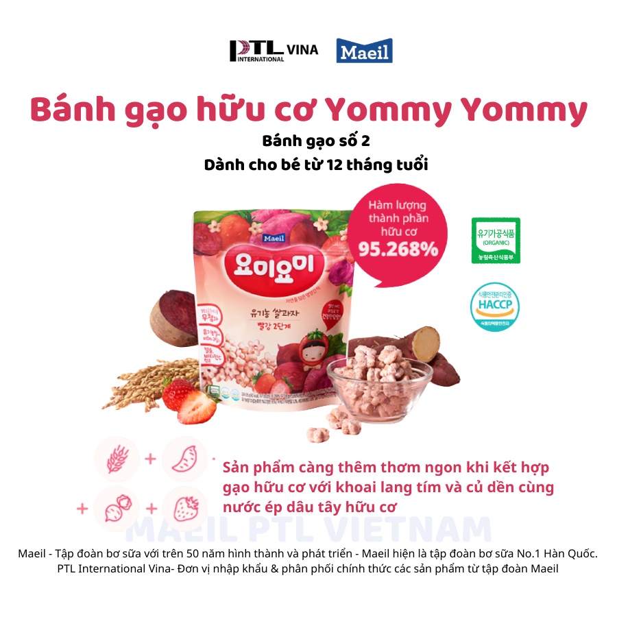 Bánh Ăn Dặm Hữu Cơ MAEIL Yummy Yummy 2 Hàn Quốc Cho Bé Từ 12M