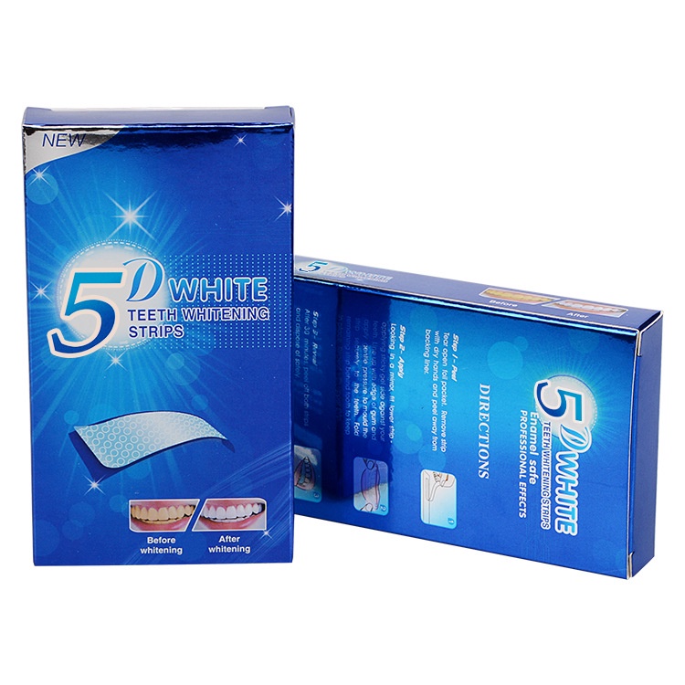 Miếng dán trắng răng 5D White Teeth Whitening Strip - An toàn, Không mòn răng, Giúp răng chắc khoẻ